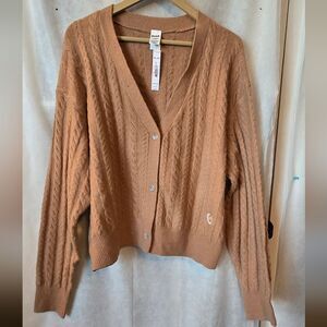 VS PINK Tan Cable Knit Cardigan Sweater XXL – New With Tags